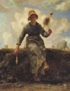 jean-francois millet The Spinner,Goat-Girl from the Auvergne (san20) oil painting on canvas
